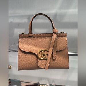 GUCCI
Pink Leather GG Marmont Top Handle Flap Bag